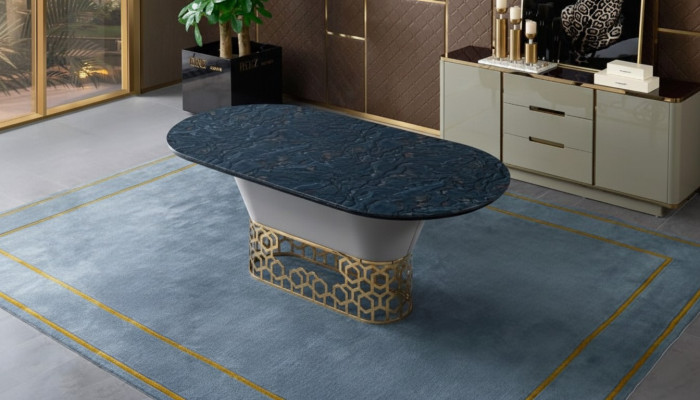 Luksusowy Projektant Stal awarii Metal Stół obiadowy stoły Wohn Pokój Marmur Design