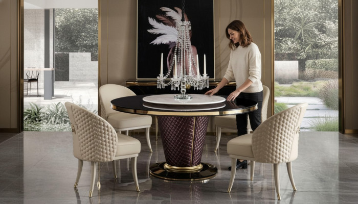 Stół obiadowy Okrągły stół jadalnia Salon Ustaw Drewno Design stoły