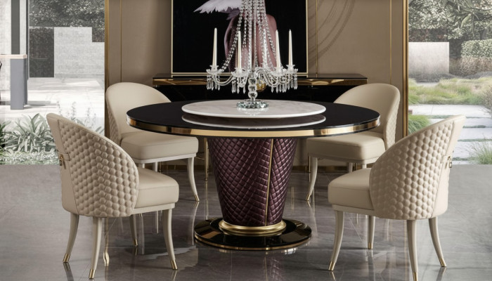 Stół obiadowy Okrągły stół jadalnia Salon Ustaw Drewno Design stoły