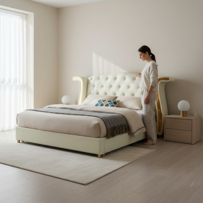 Podkładka Design Luxury Łóżko 180x200cm łóżko Skóra Modern Sypialnia