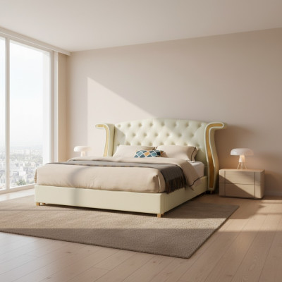 Podkładka Design Luxury Łóżko 180x200cm łóżko Skóra Modern Sypialnia