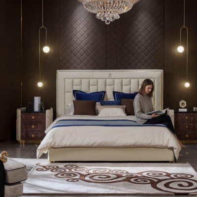 Łóżko Sypialnia Design łóżka Szafki nocne luksusowe Meble 3-częściowe. Ustawić