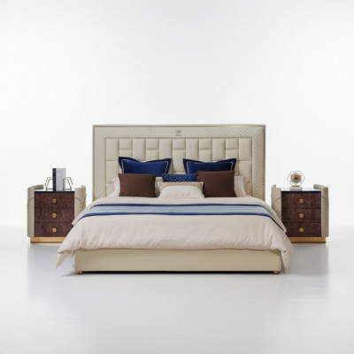Łóżko Sypialnia Design łóżka Szafki nocne luksusowe Meble 3-częściowe. Ustawić