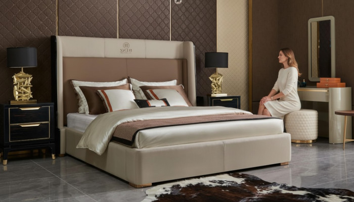 Design Sypialnia Kompletny zestaw 6-częściowy Łóżko Stolik nocny Toaletka