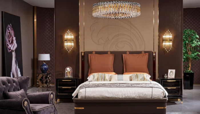 Luksusowe Sypialnia Meble 3szt. Kompletny zestaw Łóżko 2x Szafki nocne Modern