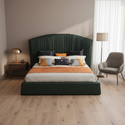 Łóżko Podkładka Design Luksusowe łóżko podwójne Beżowe 180x200 Sleep Pokój Skóra Hotel