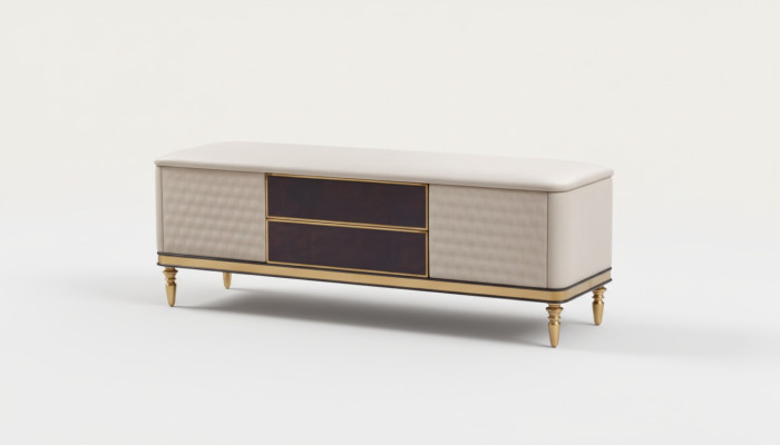 Design Stołek Ławka Luksusowa Pufa Podnóżek Meble Taboret Tapicerowany
