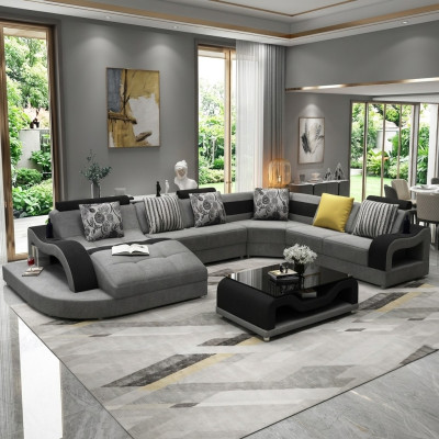 Narożnikowa kanapa Sofa U Shape Couch Podkładka Projektant Włókienniczy Duża Sofa Materiałowa Żywy krajobraz