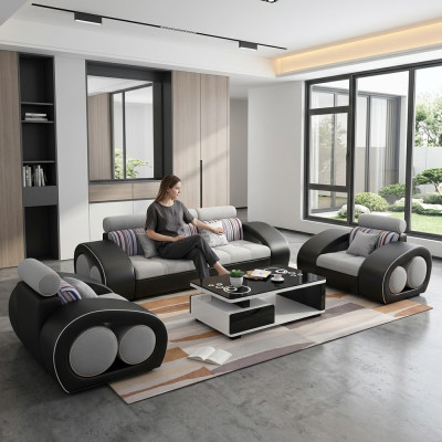 Skórzana sofa Sofa Zestaw sofowy Skóra 311 miejsce do siedzenia Ustawić Design Nowoczesna Sofa USB