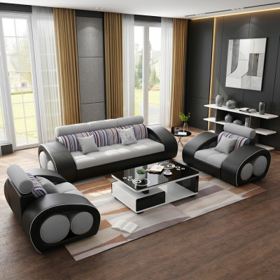 Skórzana sofa Sofa Zestaw sofowy Skóra 311 miejsce do siedzenia Ustawić Design Nowoczesna Sofa USB