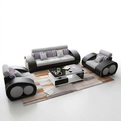 Skórzana sofa Sofa Zestaw sofowy Skóra 311 miejsce do siedzenia Ustawić Design Nowoczesna Sofa USB