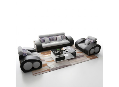 Skórzana sofa Sofa Zestaw sofowy Skóra 311 miejsce do siedzenia Ustawić Design Nowoczesna Sofa USB