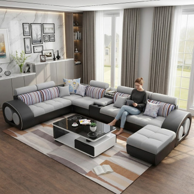 Designerska sofa kanapa Narożnikowa kanapa ze Stołka Ustawić Podkładkę Żywy krajobraz w kształcie litery L
