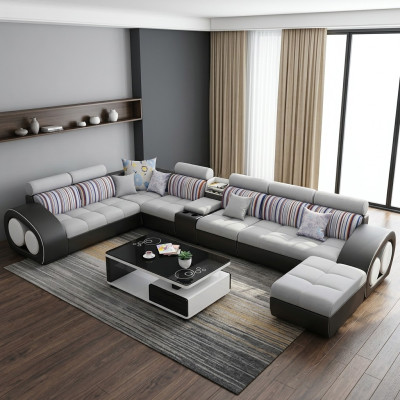 Designerska sofa kanapa Narożnikowa kanapa ze Stołka Ustawić Podkładkę Żywy krajobraz w kształcie litery L