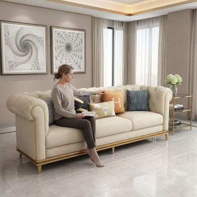 Kanapa trzyosobowa Podkładka designerska Sofa 3-osobowa Siedziba Sofy Pokój Biały luksusowe kanapy