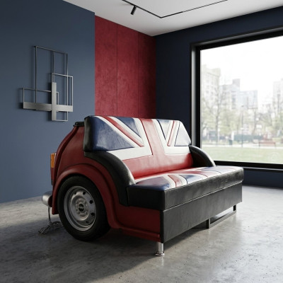 Retro Sofa Unia Jack Meble Samochodowe Garaż Sofa Samochodowa Kanapa Podkładka Dwumiejscowa