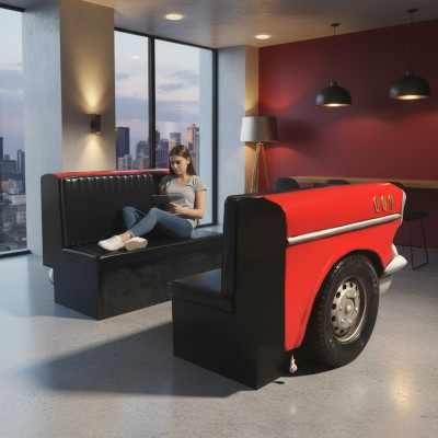 Podwójna Sofa Samochodowa Sofa Jadalnia Kanapa Meble Samochodowe USA Wyposażenie Dekoracja Model Skóra