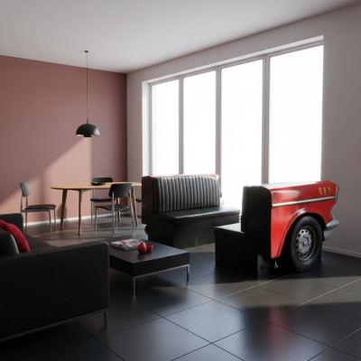 Podwójna Sofa Samochodowa Sofa Jadalnia Kanapa Meble Samochodowe USA Wyposażenie Dekoracja Model Skóra