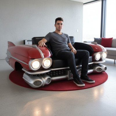 Sofa samochodowa Half Vehicle Ratro Cinema Couch Podkładka Ustawić skórzaną sofę