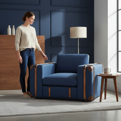 Design Fotel Walizka Włókienniczy Kanapa Podkładka Sofy Jednoosobowe do salonu Meble retro
