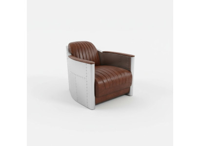 Fotel Prawdziwa skóra Sofa Sofa Samolot Club Lounge Retro Aviator Vintage Aluminium