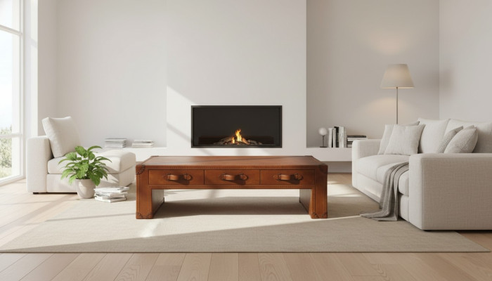 stolik kawowy stolik do salonu Stolik w stylu vintage stolik 147x85cm Skóra