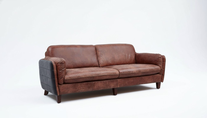 Luxury Vintage 3+2 miejsce do siedzenia Prawdziwa skóra Meble Salon Sofa Suite Loft Obcios