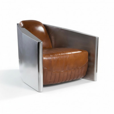 Vintage Skórzany Fotel Brązowy Prawdziwa skóra Retro Fotel Design ClubFotel