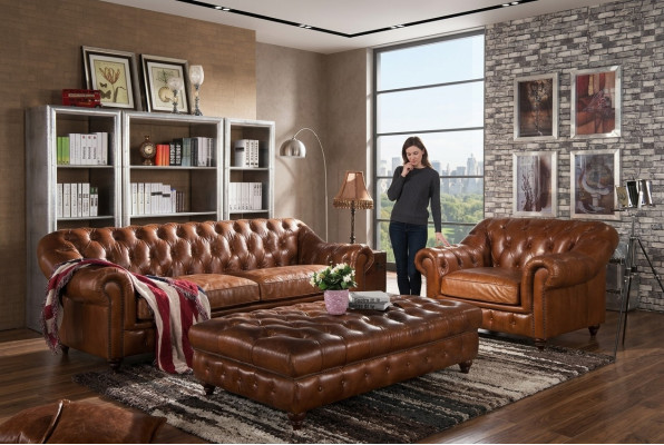 Zestaw sofowy 31 miejsce do siedzenia Chesterfield Ustawić English Vintage Sofa Fotel