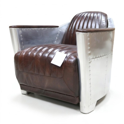 Prawdziwa skóra Design Vintage ChromeFotel DesignFotel Fotel Airplane Aviator Skóra