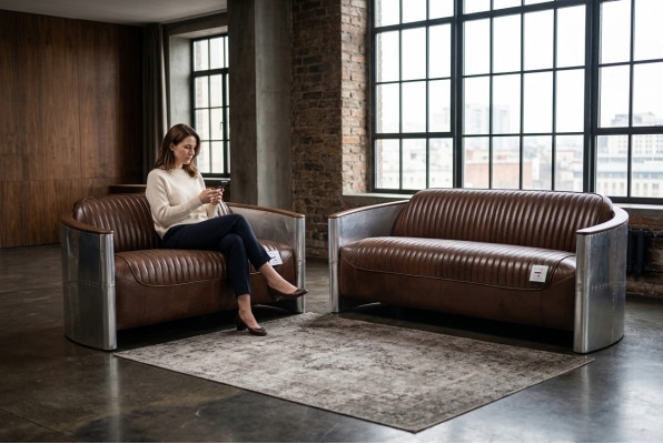 Zestaw sofowy 3+2 miejsce do siedzenia Sofa Zestaw kanapa Fotel Skóra Vintage Retro NOWOŚĆ