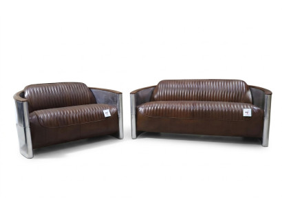 Zestaw sofowy 3+2 miejsce do siedzenia Sofa Zestaw kanapa Fotel Skóra Vintage Retro NOWOŚĆ