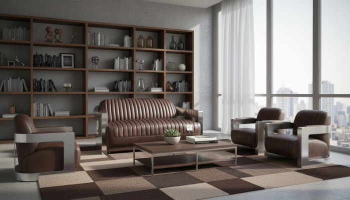 Sofa skórzana vintage kanapy aluminiowe kanapa trzyosobowa Prawdziwa skóra sofy kanapa srebrna