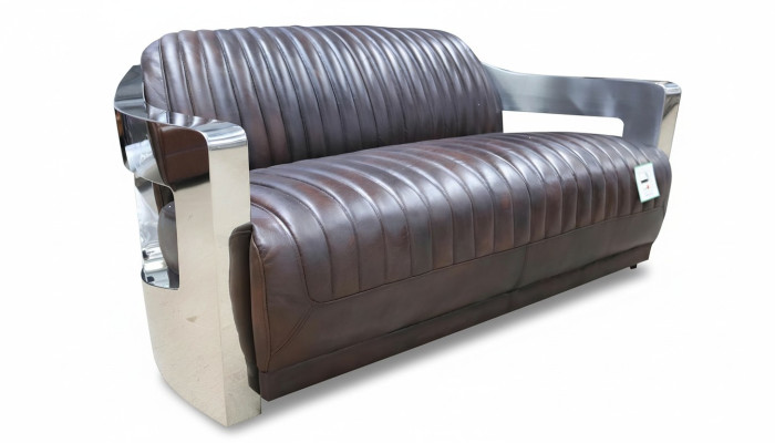 Sofa skórzana vintage kanapy aluminiowe kanapa trzyosobowa Prawdziwa skóra sofy kanapa srebrna