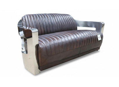 Sofa skórzana vintage kanapy aluminiowe kanapa trzyosobowa Prawdziwa skóra sofy kanapa srebrna
