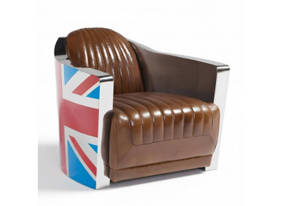 Unia Jack Aviator Retro ClubFotel Braun Skóra Vintage Fotel Meble