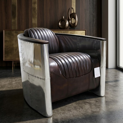 Fotel Design Prawdziwa skóra Vintage Luxury Meble Podkładka Aviator Samolot