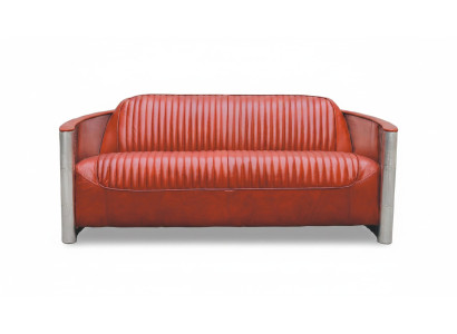 Prawdziwa skóra Design Vintage Design Sofa Potrójna Sofa Aluminiowa 3-osobowa Bordaux