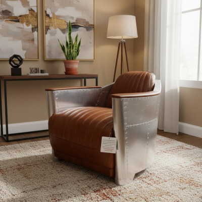 Sofa skórzana sofa kanapa podkładka sofy jednoosobowe kanapy samolot aviator aluminium