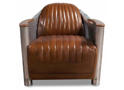 Fotel Prawdziwa skóra Kanapa Sofa Club Lounge Retro Aviator Vintage Aluminiowy Samolot