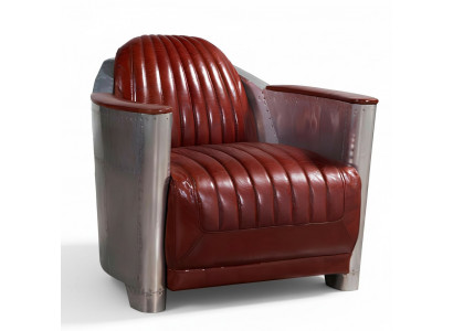 Sofa Fotel Prawdziwa skóra Couch club Lounge Retro Aviator Vintage Aluminiowy Samolot