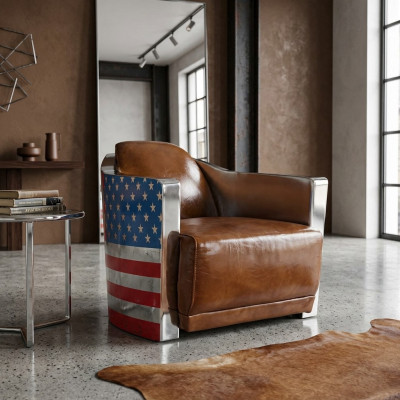 Prawdziwa skóra Vintage LederFotel DesignFotel Rocket Unia Jack Vintage