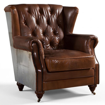 Uszy Fotel Piękne, zabytkowe Chesterfield Uszy z tyłu Fotel ClubFotel