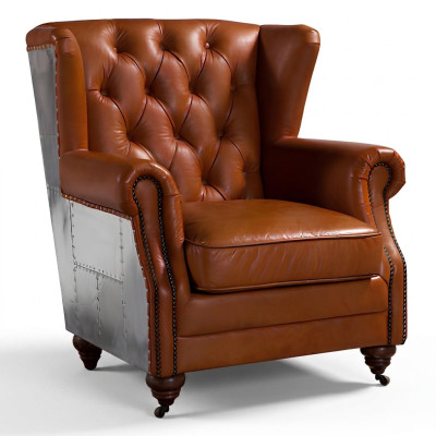 UszyFotel Prawdziwa skóra Vintage Cigar EarsbacksFotel TelewizjaFotel LeatherFotel