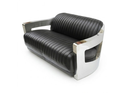 Skórzana Sofa Trzyosobowa Sofa Aviator Samolot Aluminiowe Meble Vintage