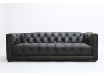 Chesterfield Vintage Czarny Shabby Skóra Sofa Skórzana Kanapy Sofa Kanapa