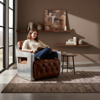 Fotel Aviator Chesterfield Shabby Vintage Krzesło SkóraFotel Club Lounge Design