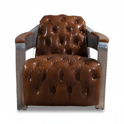 Fotel Aviator Chesterfield Shabby Vintage Krzesło SkóraFotel Club Lounge Design