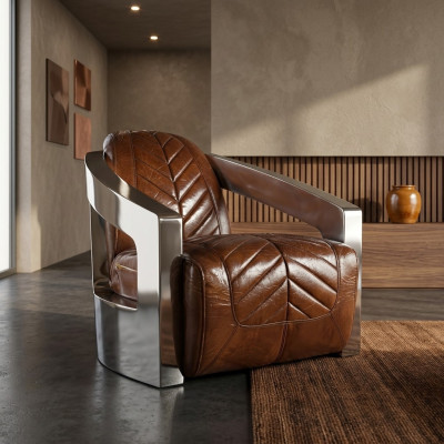 Vintage Retro Krzesło Skóra Fotel Lounge Club Design Luksusowe Meble Samolot
