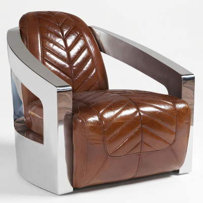 Vintage Retro Krzesło Skóra Fotel Lounge Club Design Luksusowe Meble Samolot